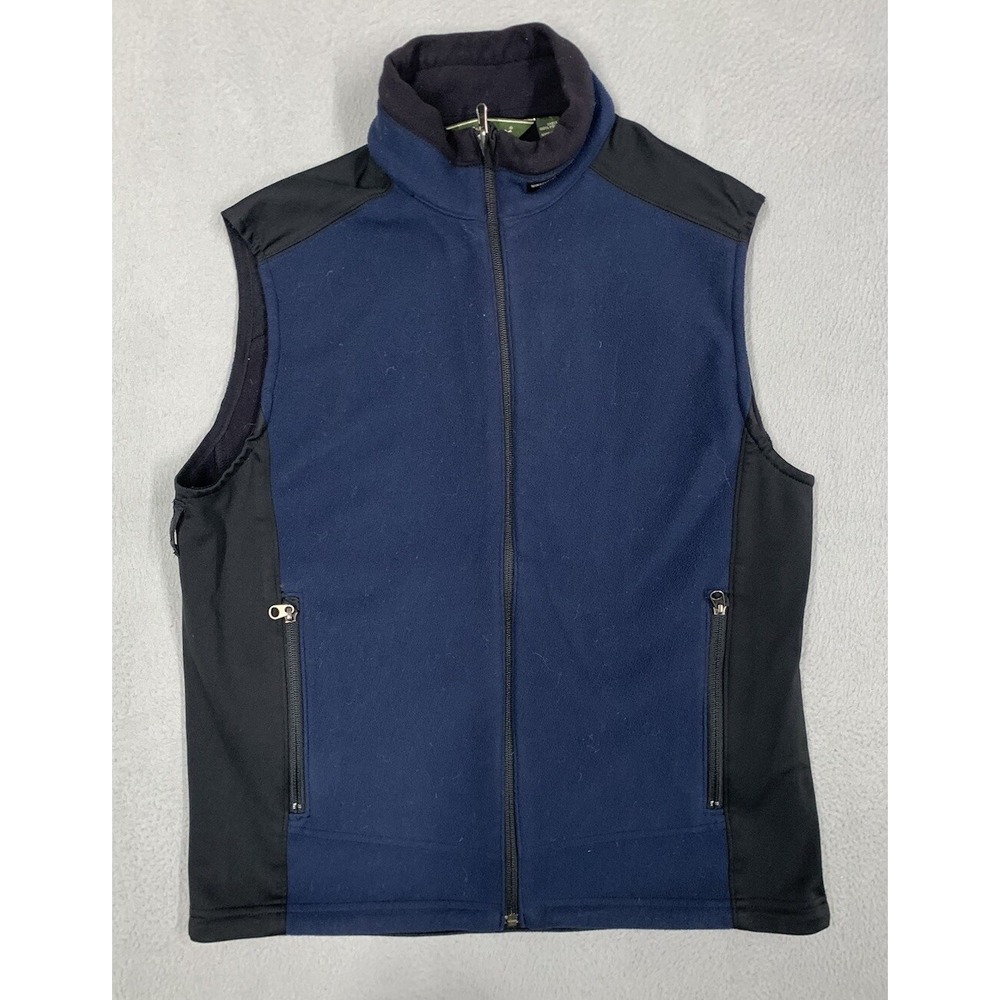 Eddie Bauer Vest Men's Size Small Lightweight Full Zip Fleece Navy Blue & Black